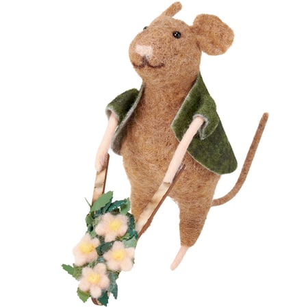 Gardening Mouse Critter - Felt, Polyester, Wood, Plastic