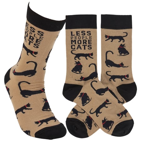 Less People More Cats Socks - Cotton, Nylon, Spandex