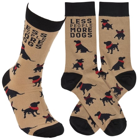 Less People More Dogs Socks - Cotton, Nylon, Spandex