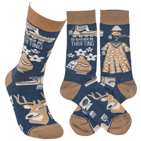 Rather Be Thrifting Socks - Cotton, Nylon, Spandex