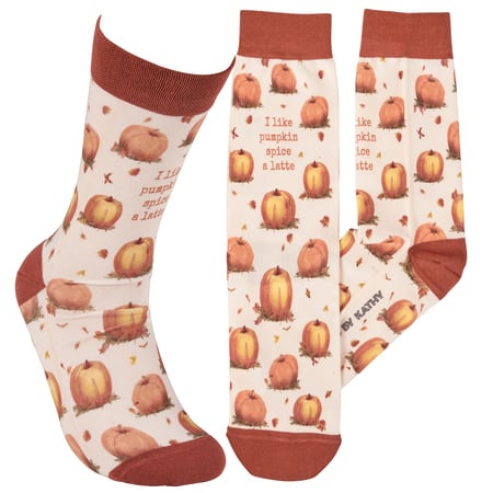 Pumpkin Latte Socks - Polyester, Spandex