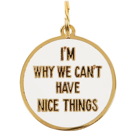 Nice Things Collar Charm - Metal, Enamel, Paper