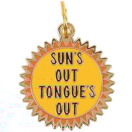 Tongue's Out Collar Charm - Metal, Enamel, Paper