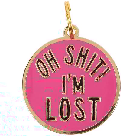I'm Lost Collar Charm - Metal, Enamel, Paper