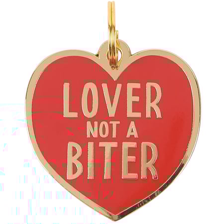 Not A Biter Collar Charm - Metal, Enamel, Paper