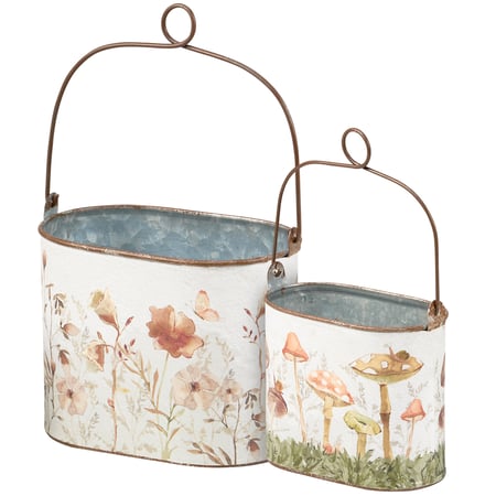 Cottage Garden Bucket Set - Metal, Paper