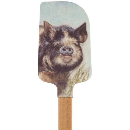 Kune Kune Pig Spatula - Silicone, Wood