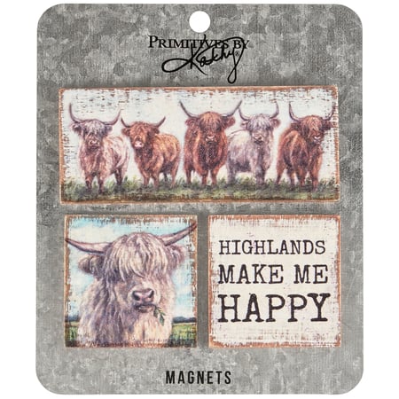 Highland Cows Magnet Set - Wood, Metal, Magnet