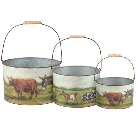 Farm Friends Bucket Set - Metal, Paper