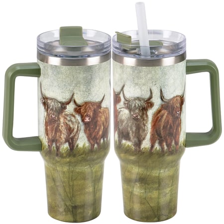 Highland Cows Travel Mug - Stainless Steel, Plastic
