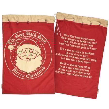 Give Back Santa Sack - Felt, Canvas, Metal, Rope