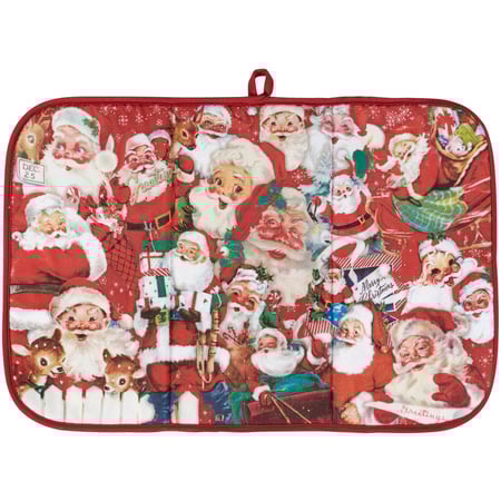 Retro Santa Drying Mat - Polyester, Foam
