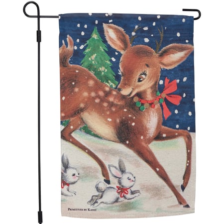 Christmas Deer Garden Flag - Polyester