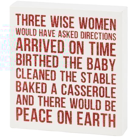 Three Wise Women Block Sign - Wood, Glitter