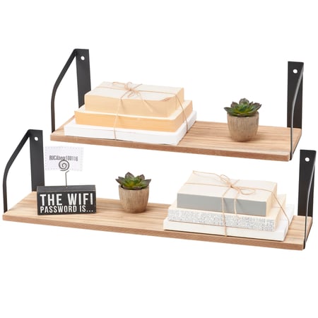 Floating Shelf Set - Wood, Metal