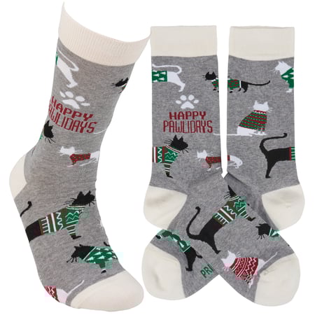 Pawlidays Cat Socks - Cotton, Nylon, Spandex