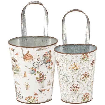 Fall Days Wall Bucket Set - Metal, Paper