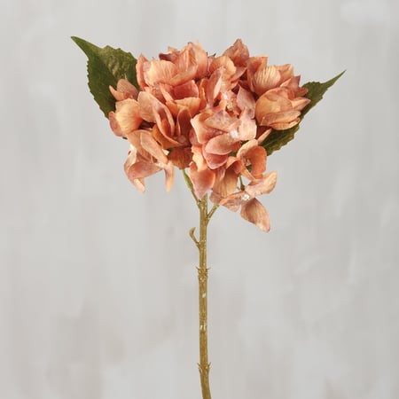Orange Hydrangea Floral Pick - Plastic, Wire, Fabric