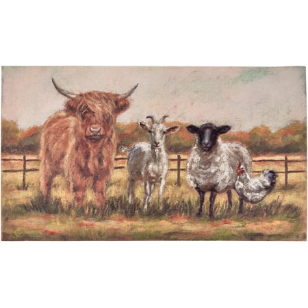 Fall Farm Family Rug - Polyester, PVC Skid-Resistant Backing