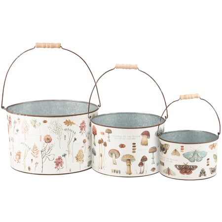 Floral Study Bucket Set - Metal, Paper
