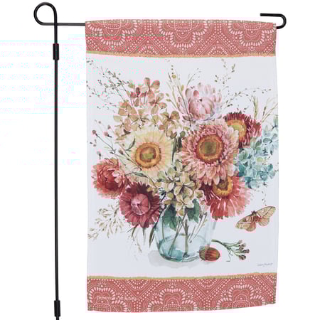 Fall Floral Vase Garden Flag - Polyester