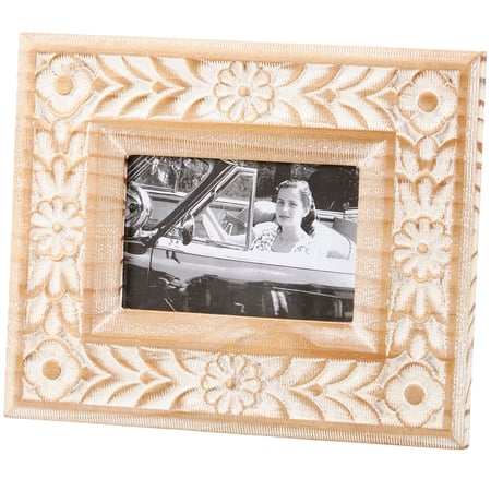 Floral Rosette Photo Frame - Wood, Glass