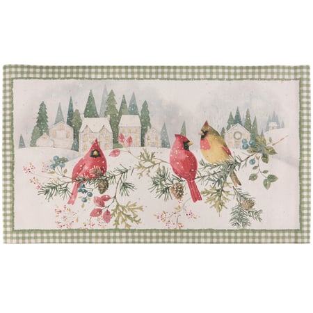 Winter Cardinal Rug - Polyester, PVC Skid-Resistant Backing