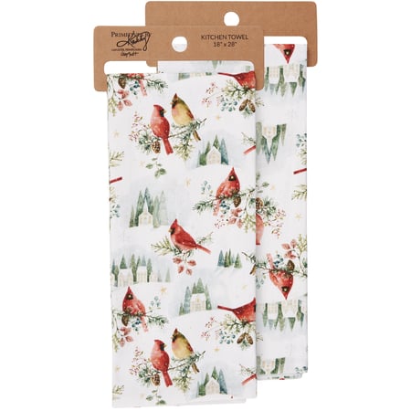 Winter Cardinals Kitchen Towel - Cotton