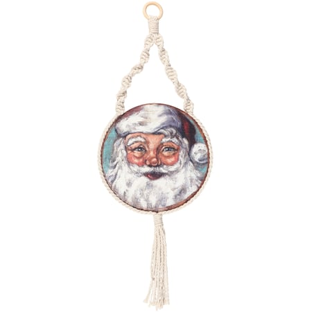 Merry Santa Hanging Decor - Wood, Cotton, Plastic