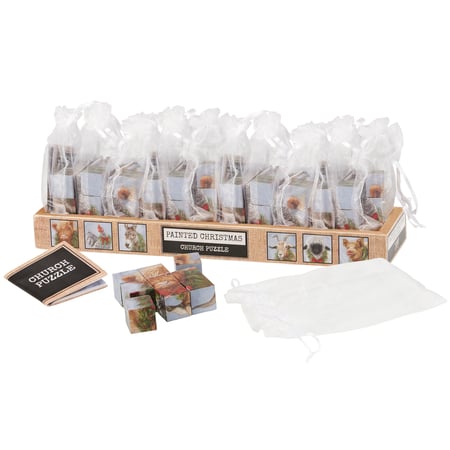 Christmas Animal Church Puzzle - Wood, Paper, Fabric, Metal, Ribbon