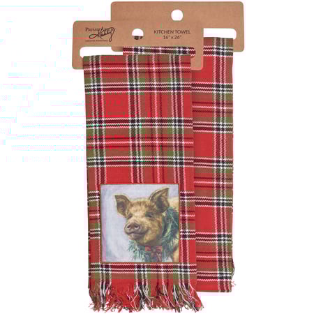 Christmas Pig Kitchen Towel - Cotton