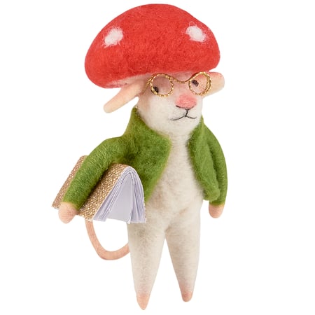 Mushroom Mouse Critter - Felt, Polyester, Metal, Plastic