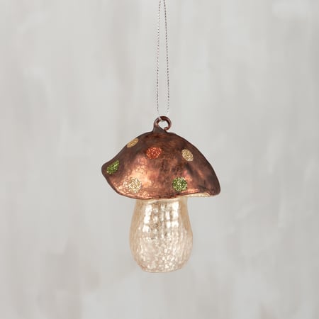 Glass Toadstool Ornament - Glass, Glitter