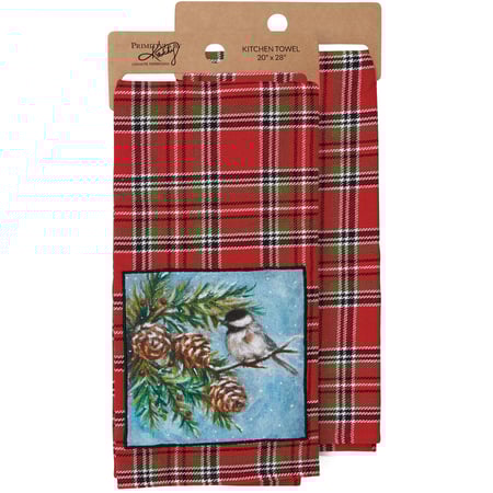 Plaid Chickadee Kitchen Towel - Cotton