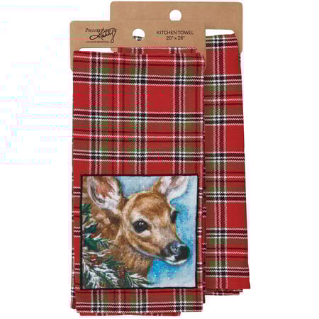 Plaid Deer Kitchen Towel - Cotton