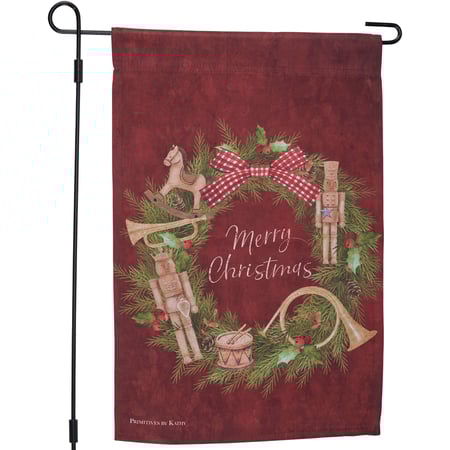 Nutcracker Wreath Garden Flag - Polyester