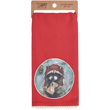 Winter Raccoon Kitchen Towel - Cotton