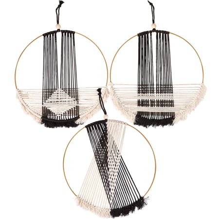 Woven Ring Wall Hanging Set - Metal, String, Wood