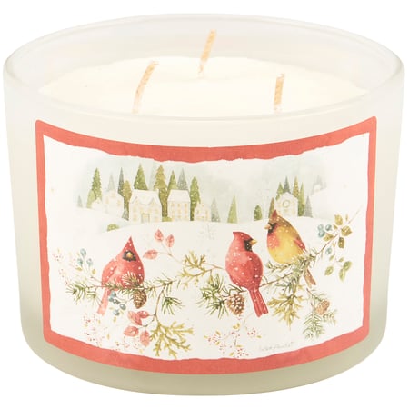 Winter Cardinal Candle - Soy Wax, Glass, Cotton