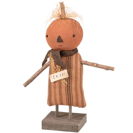 Gertrude Pumpkin Doll - Cotton, Wool, Natural Foliage, Plastic