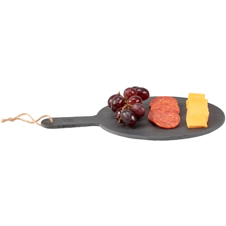 Round Charcuterie Tray - Slate, Rubber, Jute