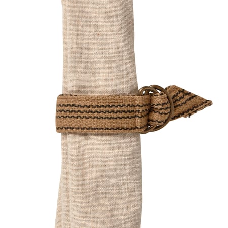 Black Stripe Napkin Ring - Cotton, Metal