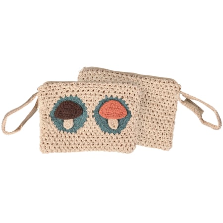Crochet Mushrooms Wristlet - Cotton, Plastic, Metal