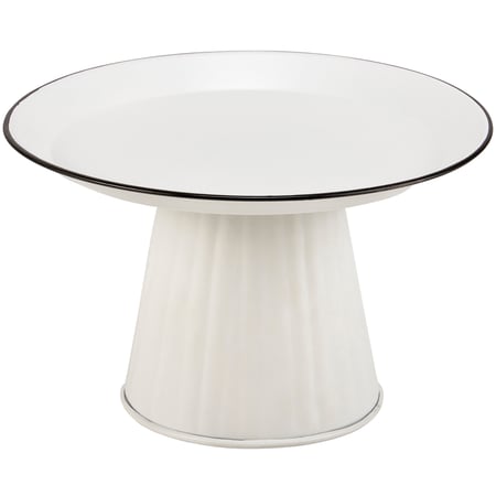 White Enamel Pedestal Tray - Metal