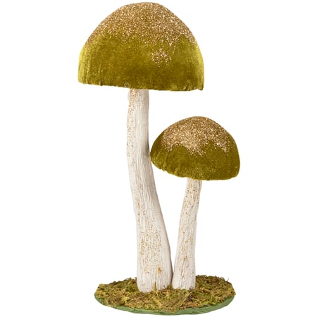 Mushroom Sitter - Foam, Velvet, Glitter, Natural Foliage