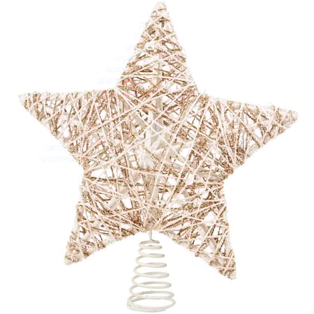 Glitter Star Tree Topper - Jute, Cotton, Metal, Glitter