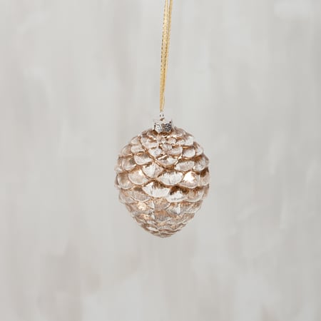 Glass Snowy Pinecone Christmas Ornament - Glass, Metal, Glitter