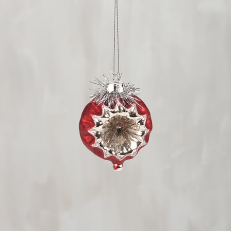 Glass Vintage Rose Ornament - Glass, Tinsel, Metal, Glitter