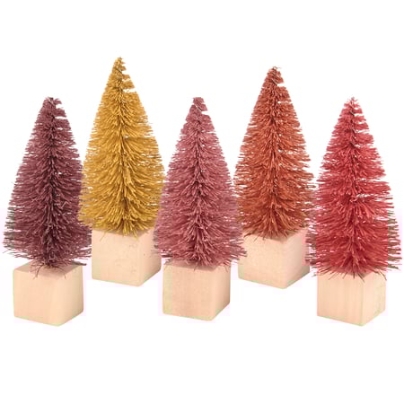 Fall Bottle Brush Tree Set - Bristle, Wood, Wire