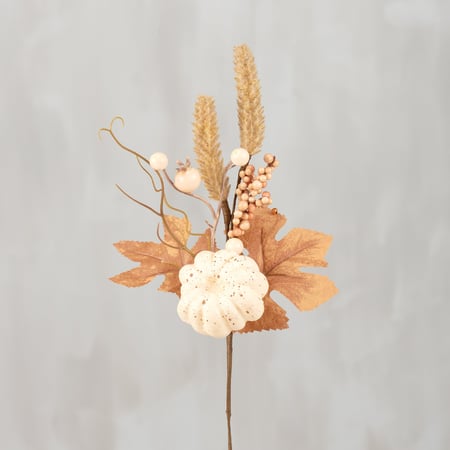 Fall Pumpkin Floral Pick - Plastic, Polyester, Wire